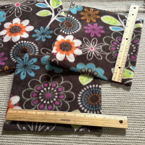 3 Neck gators warmer set hand sewn brown blue multi  floral fun soft NEW O/S - Picture 2 of 9